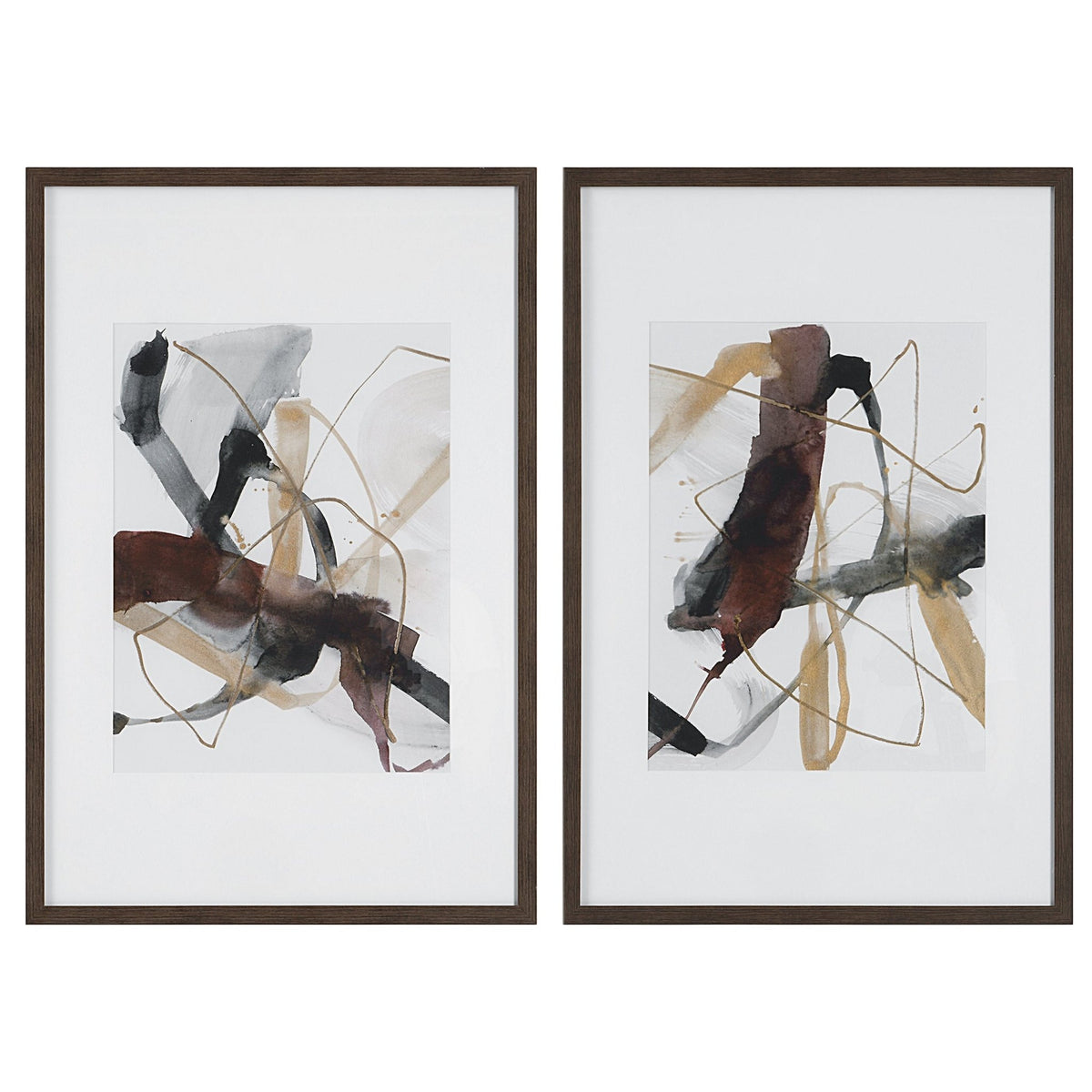 Burgundy Interjection Framed Prints, S/2 Paintings & Pictures| Uttermost
