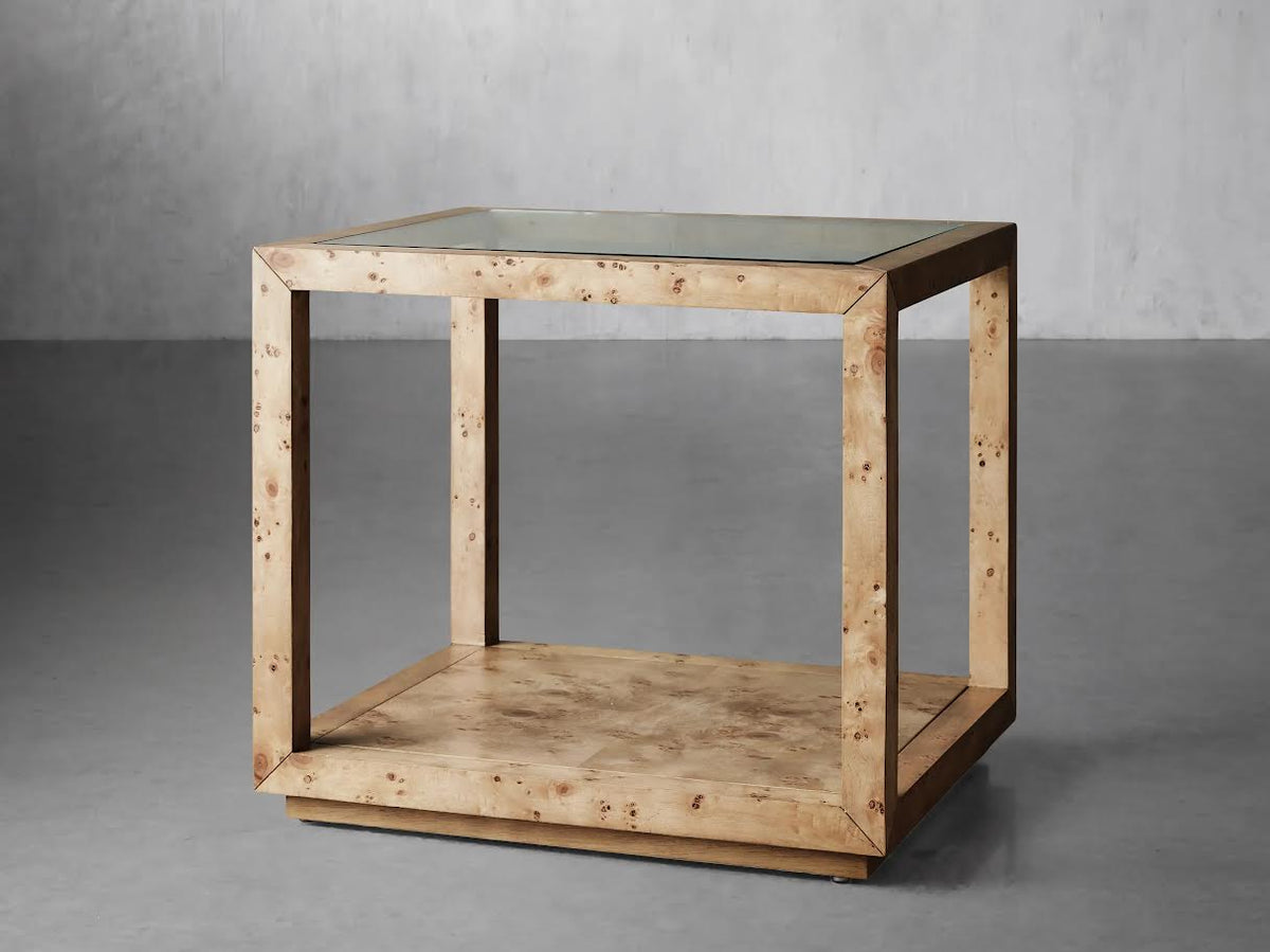 Burl Elegance Glass End Table Accent & End Tables| Roots Furniture