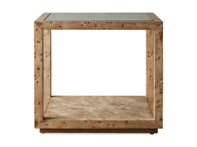 Burl Elegance Glass End Table - Al Rugaib Furniture