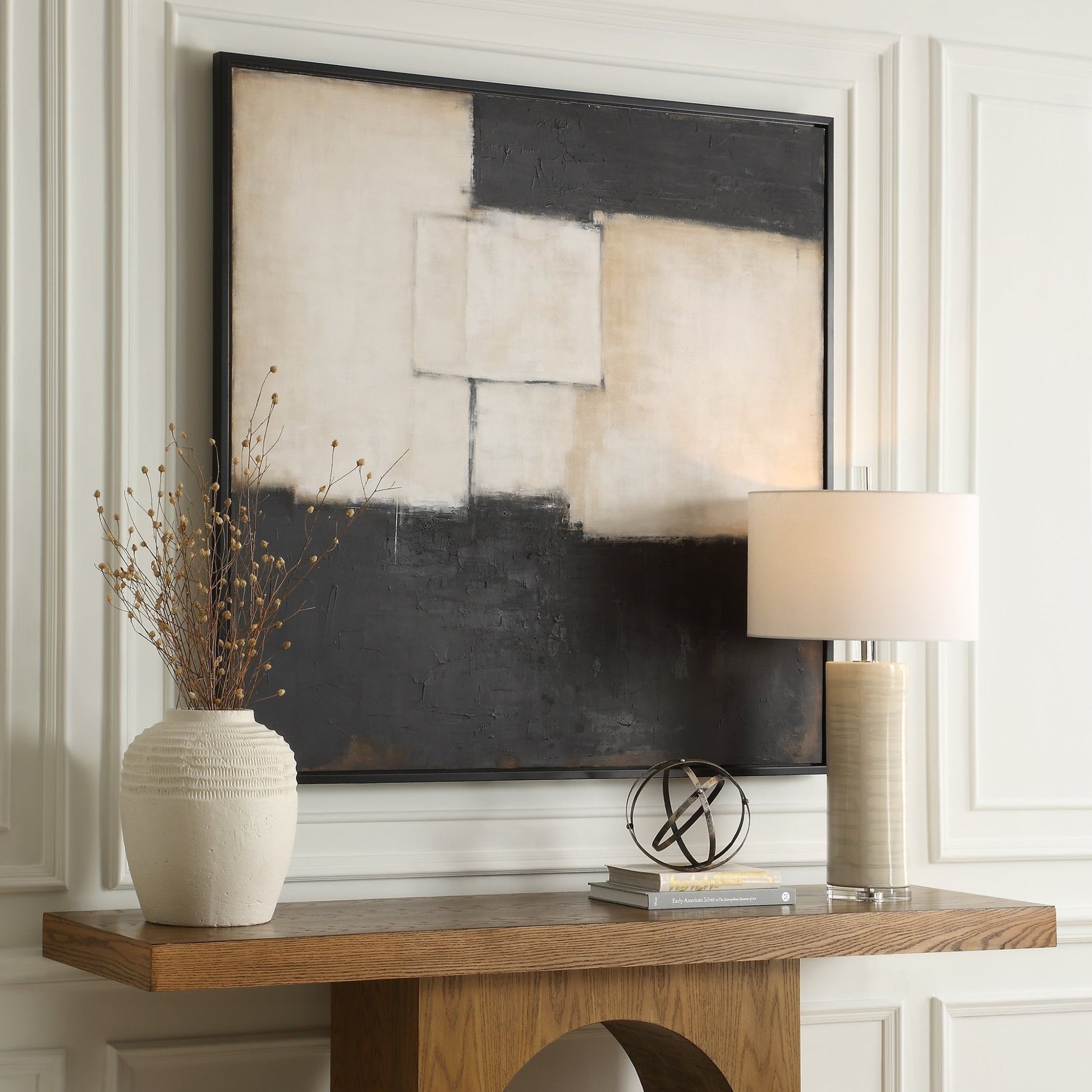 B&W ABSTRACT HAND PAINTED CANVAS Wall Art| Uttermost