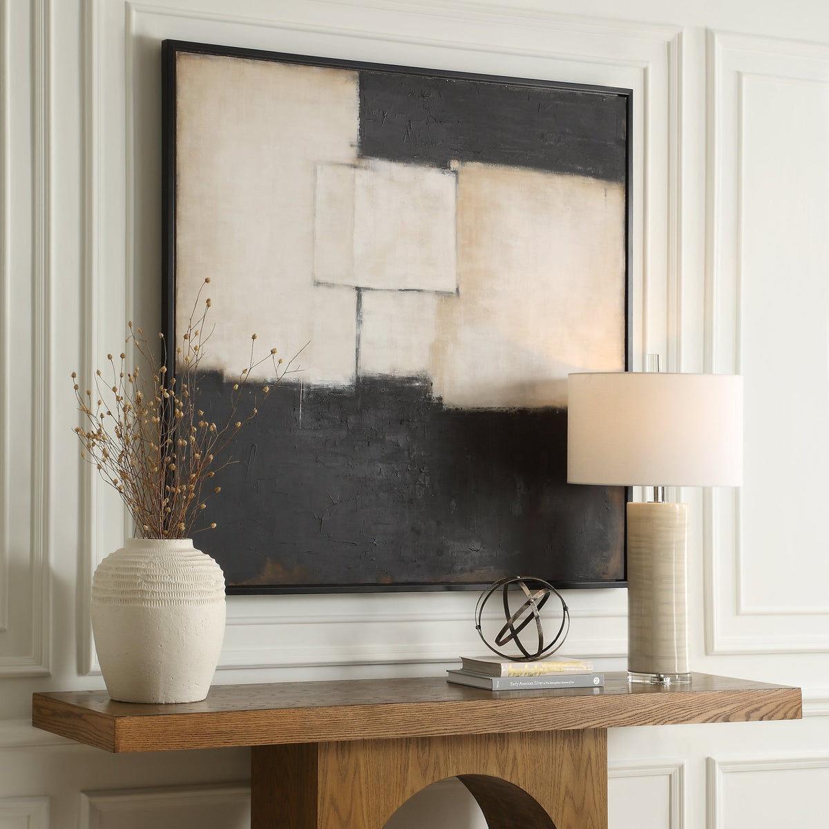 B&W ABSTRACT HAND PAINTED CANVAS Wall Art| Uttermost
