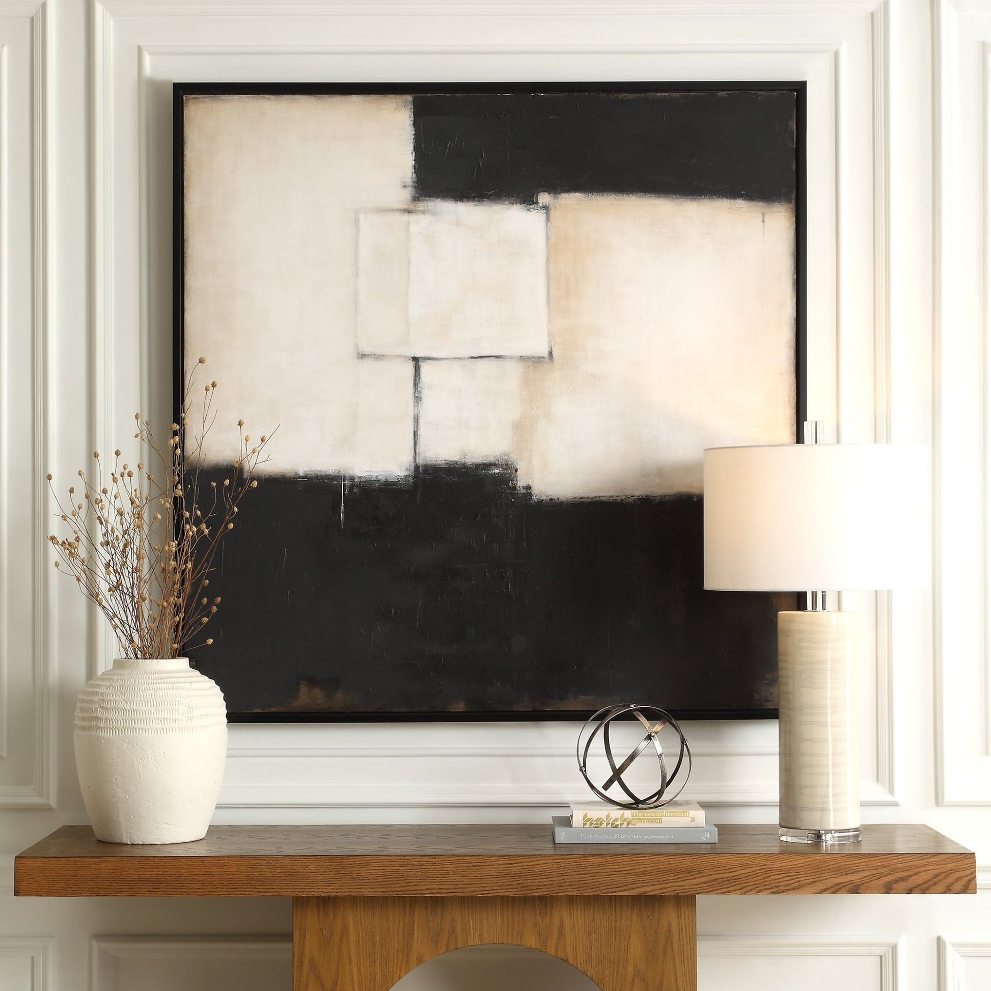 B&W ABSTRACT HAND PAINTED CANVAS Wall Art| Uttermost