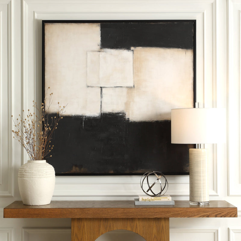 B&W ABSTRACT HAND PAINTED CANVAS - Al Rugaib Furniture