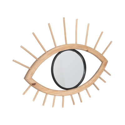 WOOD/METAL, 22L MIRRORED EYE WALL DECO, BROWN WB