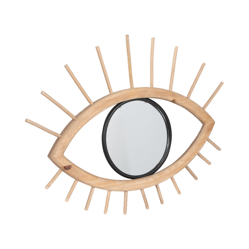 WOOD/METAL, 22L MIRRORED EYE WALL DECO, BROWN WB
