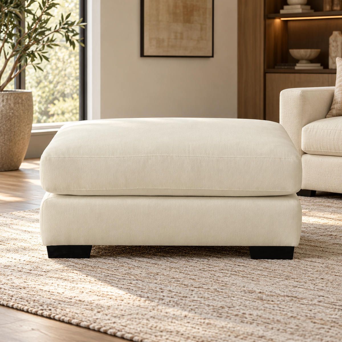 Scott Off White Ottoman