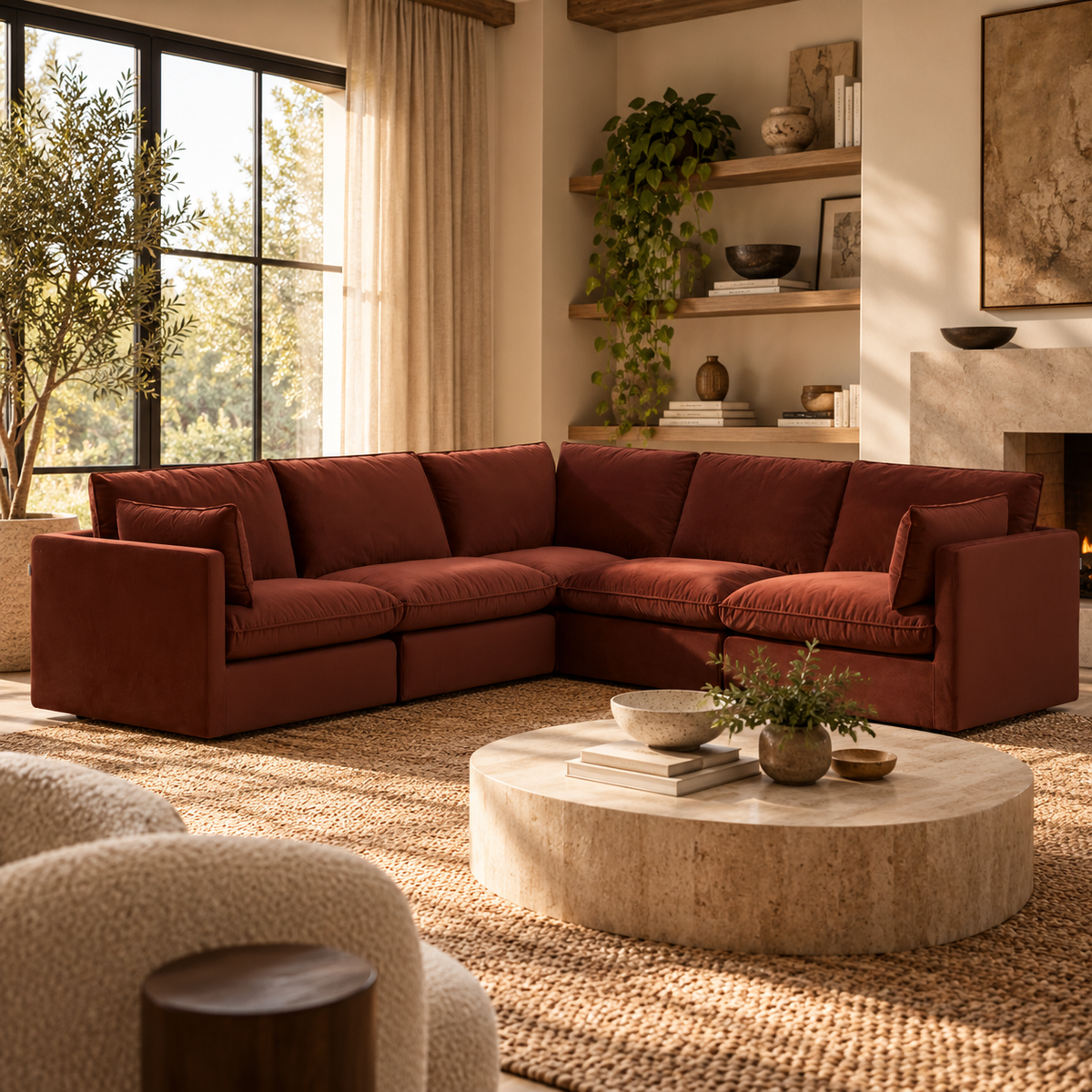 Bologna Mahogany Brown Sectional