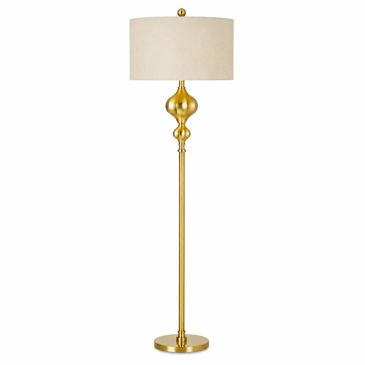 Natural Linen Shade Gold Floor Lamp