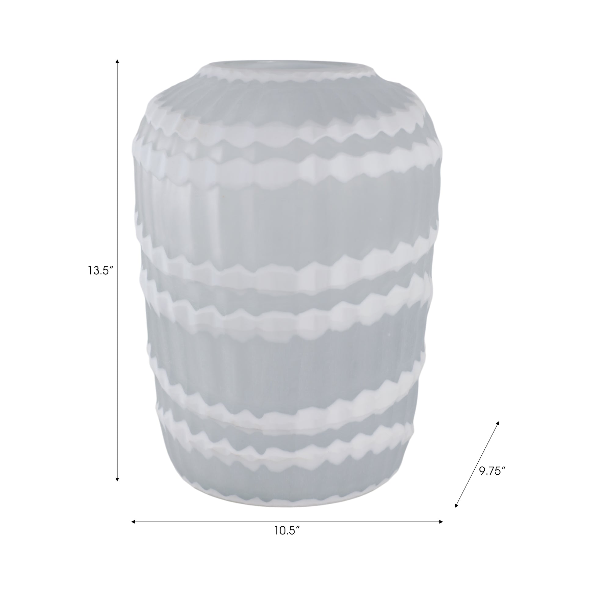 مزهرية زجاجية محفورة بيضاء وارويك Warwick White Carved Glass Vase