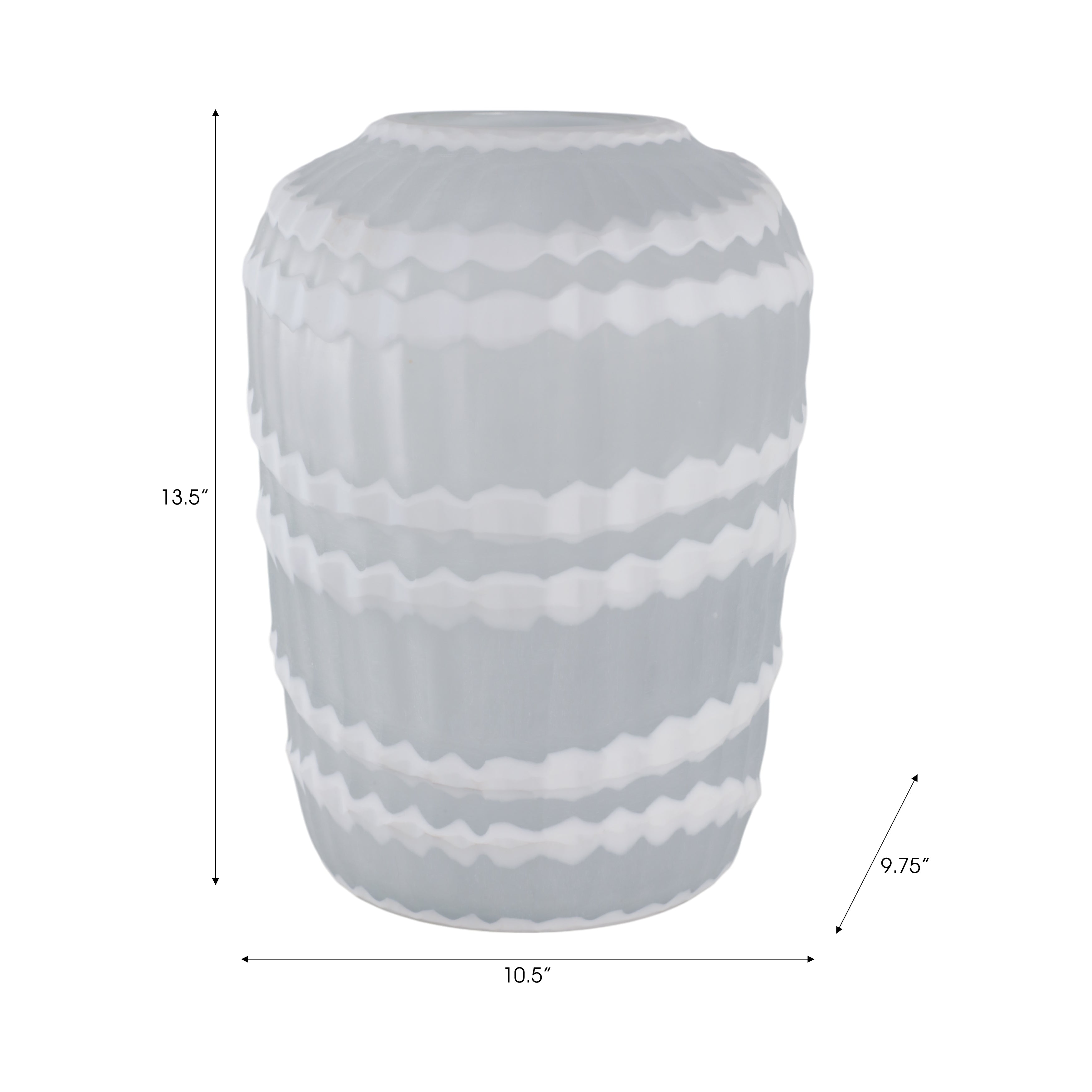 مزهرية زجاجية محفورة بيضاء وارويك Warwick White Carved Glass Vase
