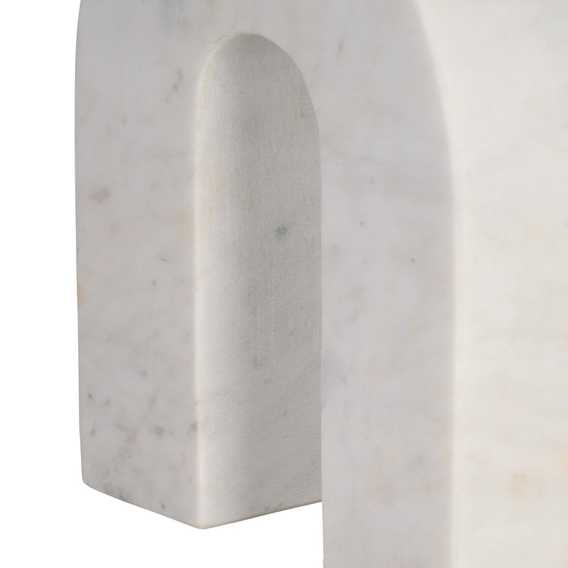 MARBLE, 6H HORSESHOE TABLETOP DECO, WHITE