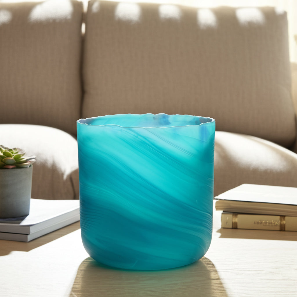 وعاء زجاجي بنقوش زرقاء من كنت Kent Blue Swirl Glass Vase
