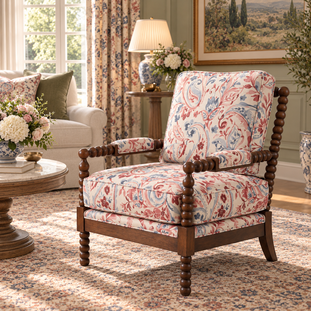 Country Rose Floral Patterns Accent Chair