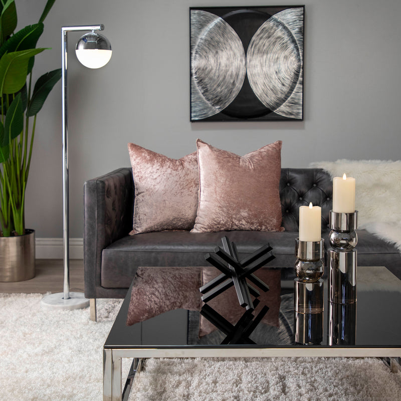 GLASS 11H PILLAR CANDLE HOLDER, SMOKE