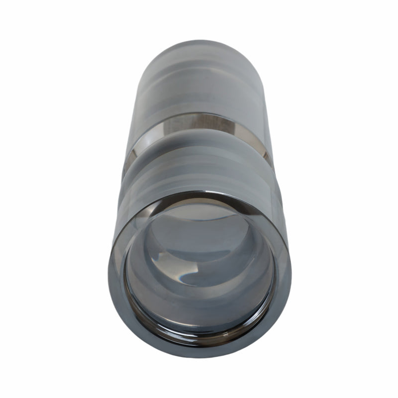 GLASS 11H PILLAR CANDLE HOLDER, SMOKE