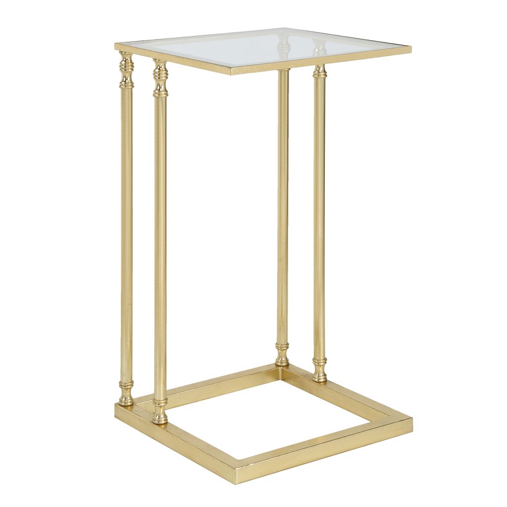 Henzler 30 W x 63 H x 33 D Gold Rectangle C Table Table with Glass Top