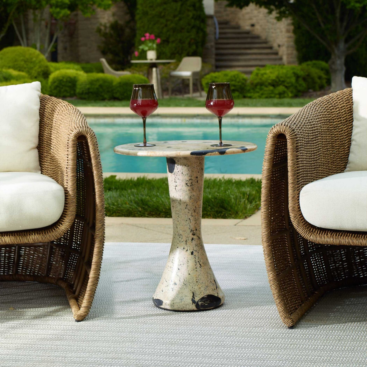 Cadas Indoor-Outdoor Stone Side Table Accent & End Tables| Uttermost