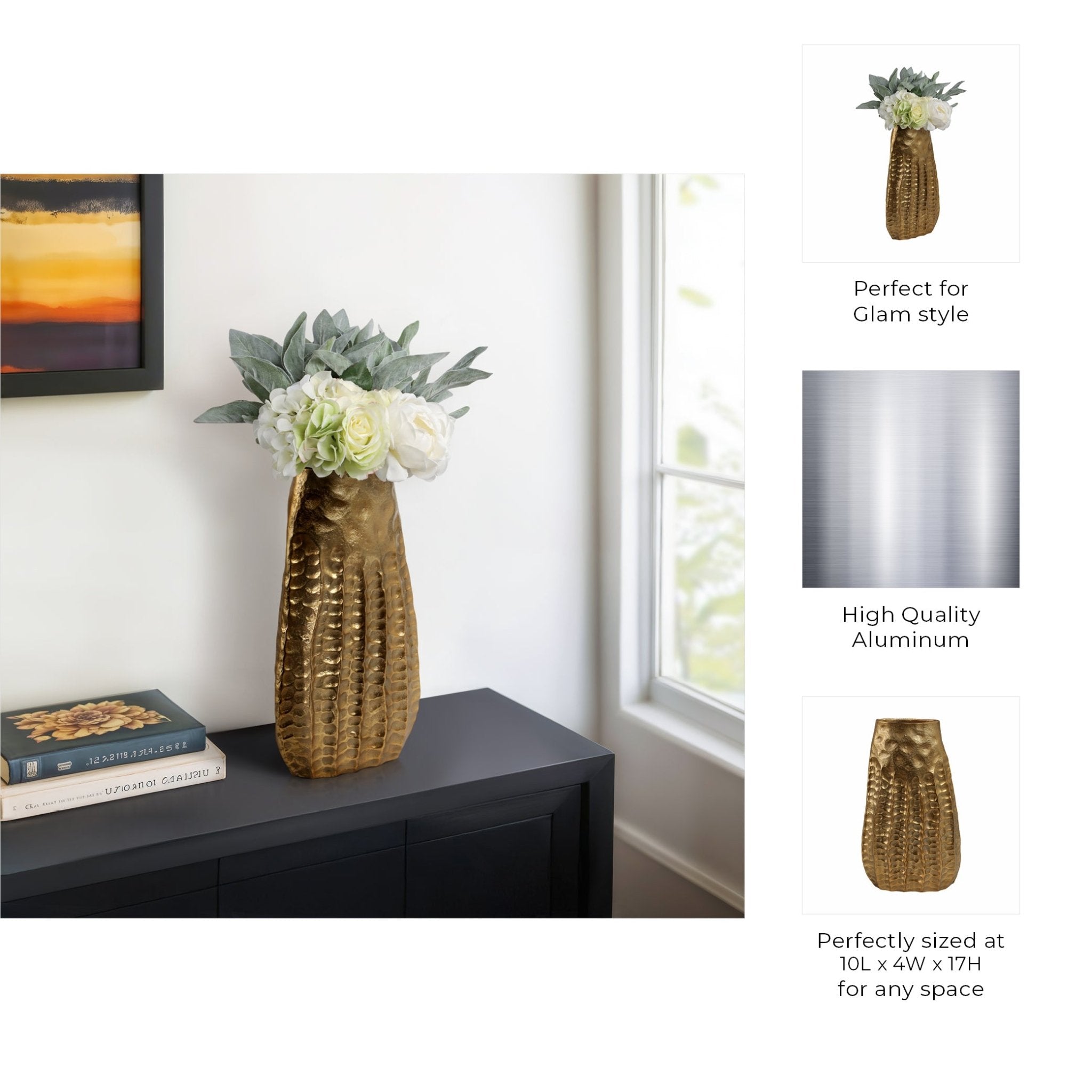 Caen Gold Vase Vases and Jars| Sagebrook Home