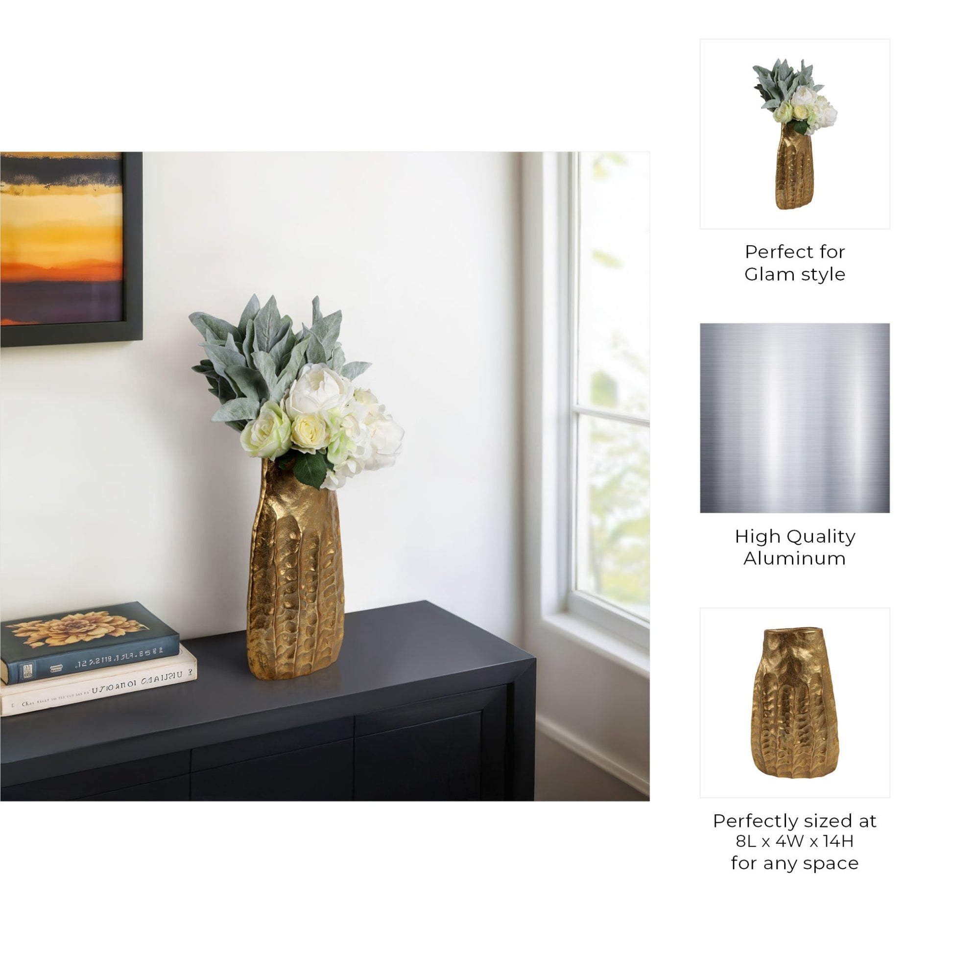Caen Gold Vase Vases and Jars| Sagebrook Home