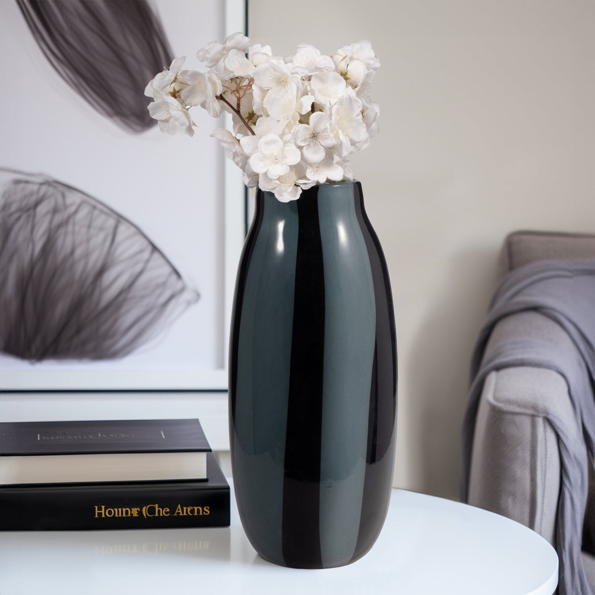 CAHAN SMALL BLACK STRIPED VASE Vases and Jars| Sagebrook Home