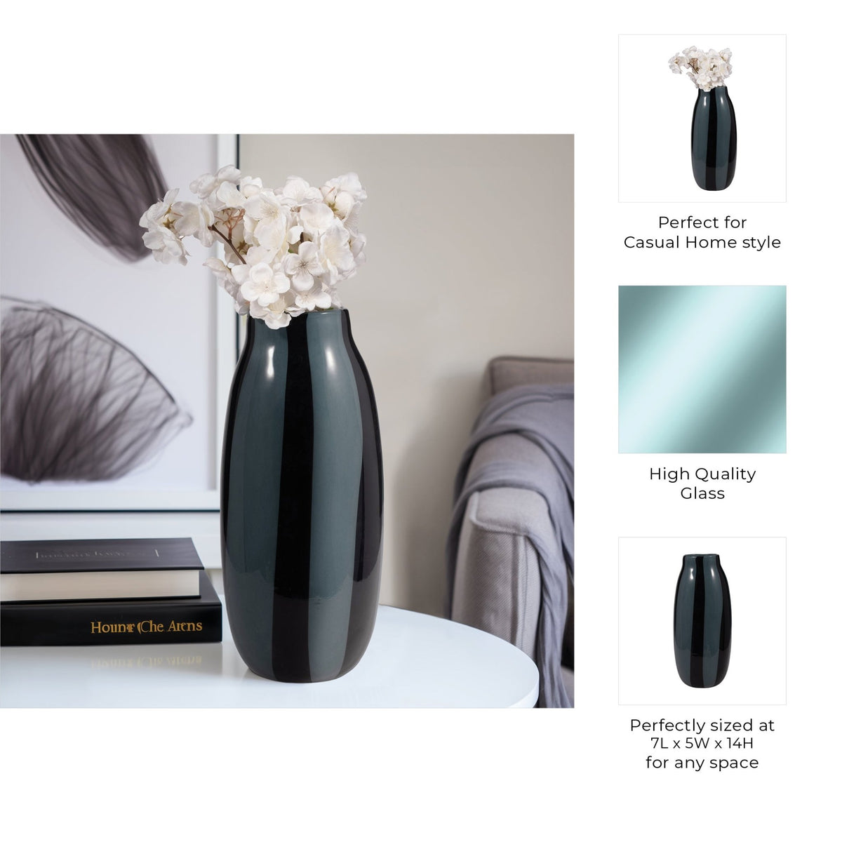 CAHAN SMALL BLACK STRIPED VASE Vases and Jars| Sagebrook Home