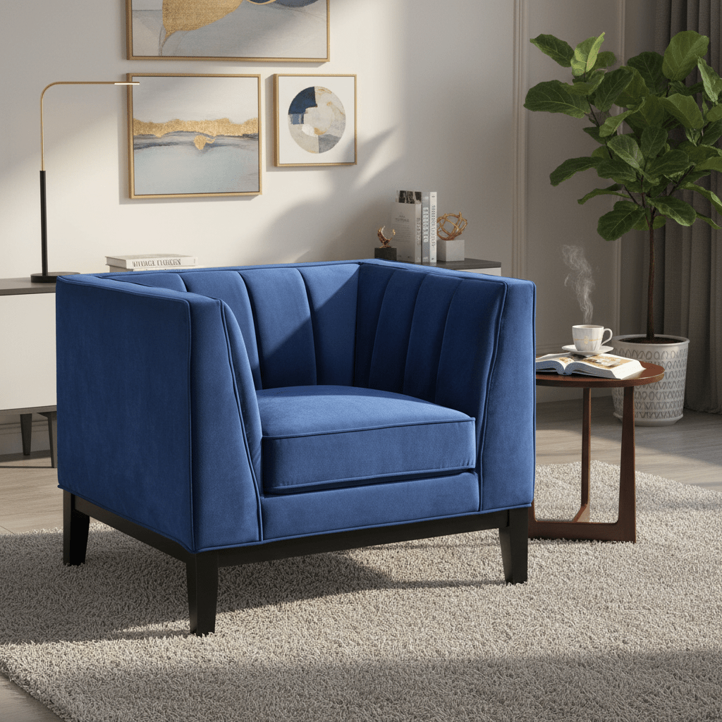 Calais Blue Velvet Chair Chairs| Roots Furniture