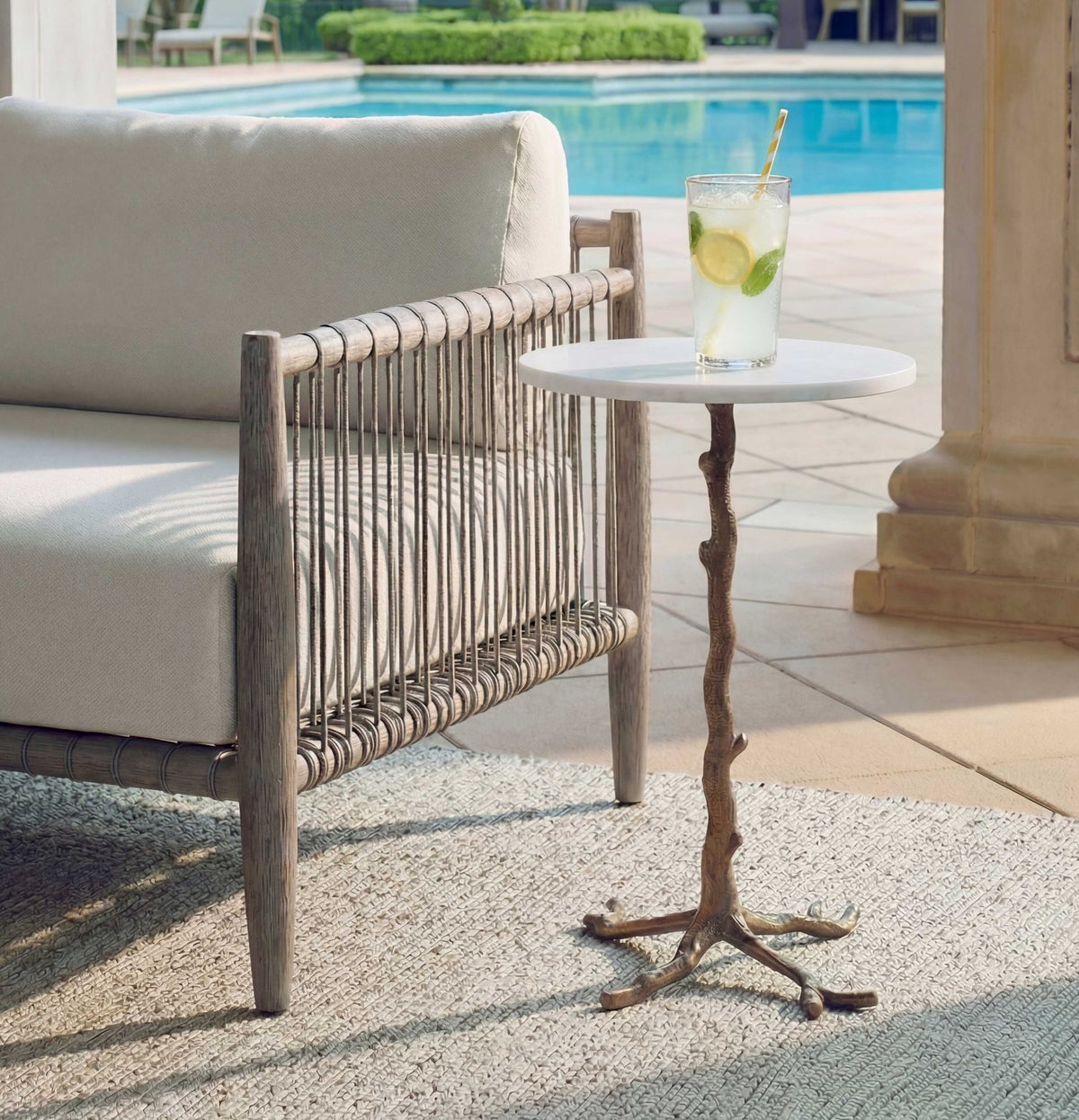 Calais White Marble Accent Table Accent & End Tables| Uttermost
