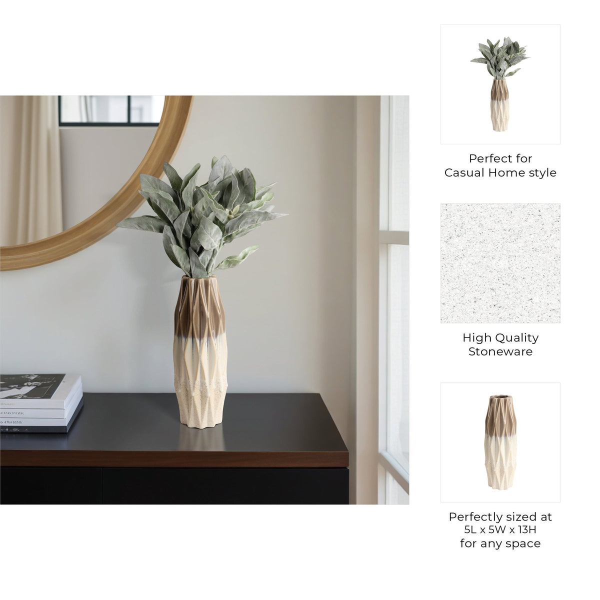 Calista Cream Glaze Vase Vases and Jars| Sagebrook Home