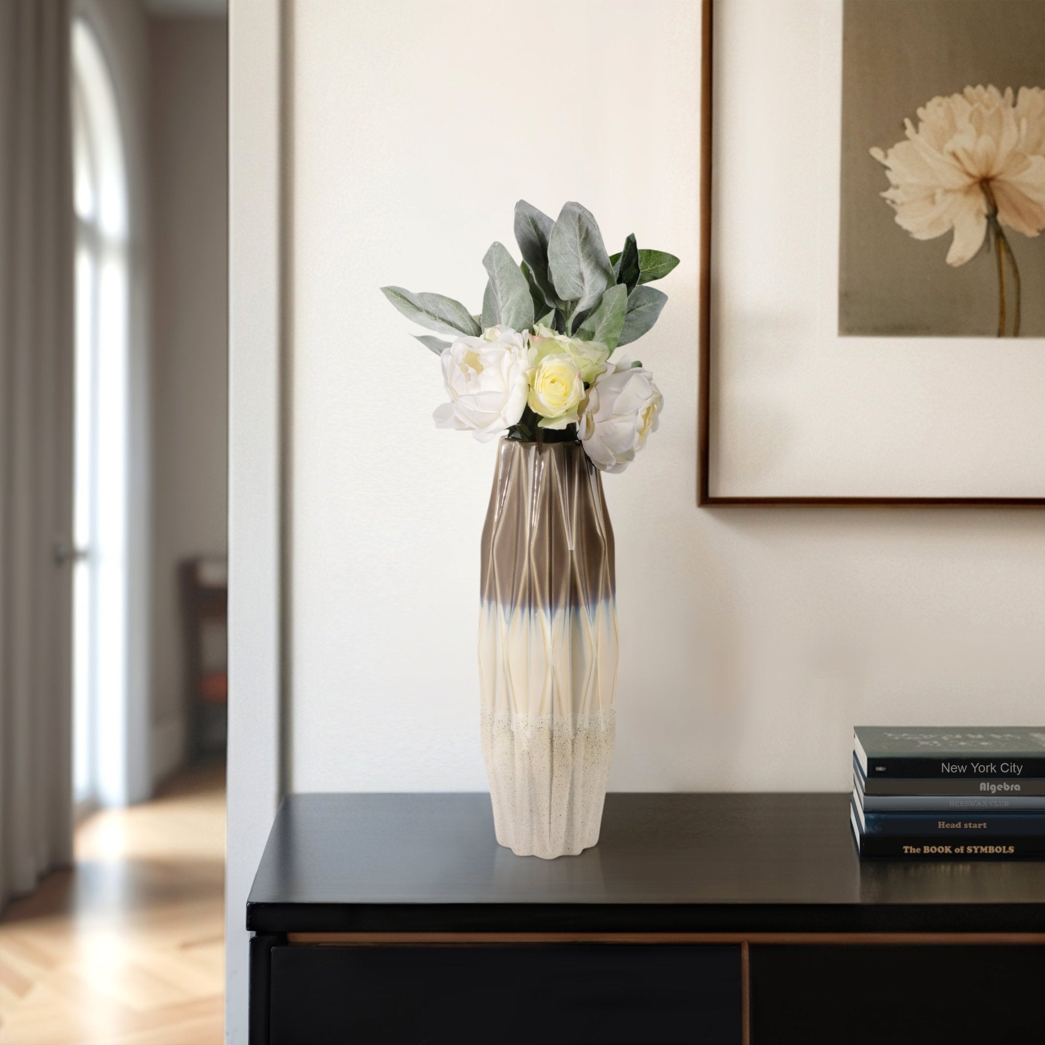 Calista Cream Glaze Vase Vases and Jars| Sagebrook Home