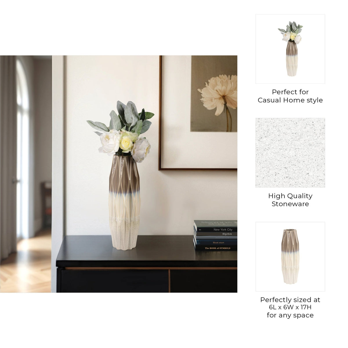 Calista Cream Glaze Vase Vases and Jars| Sagebrook Home