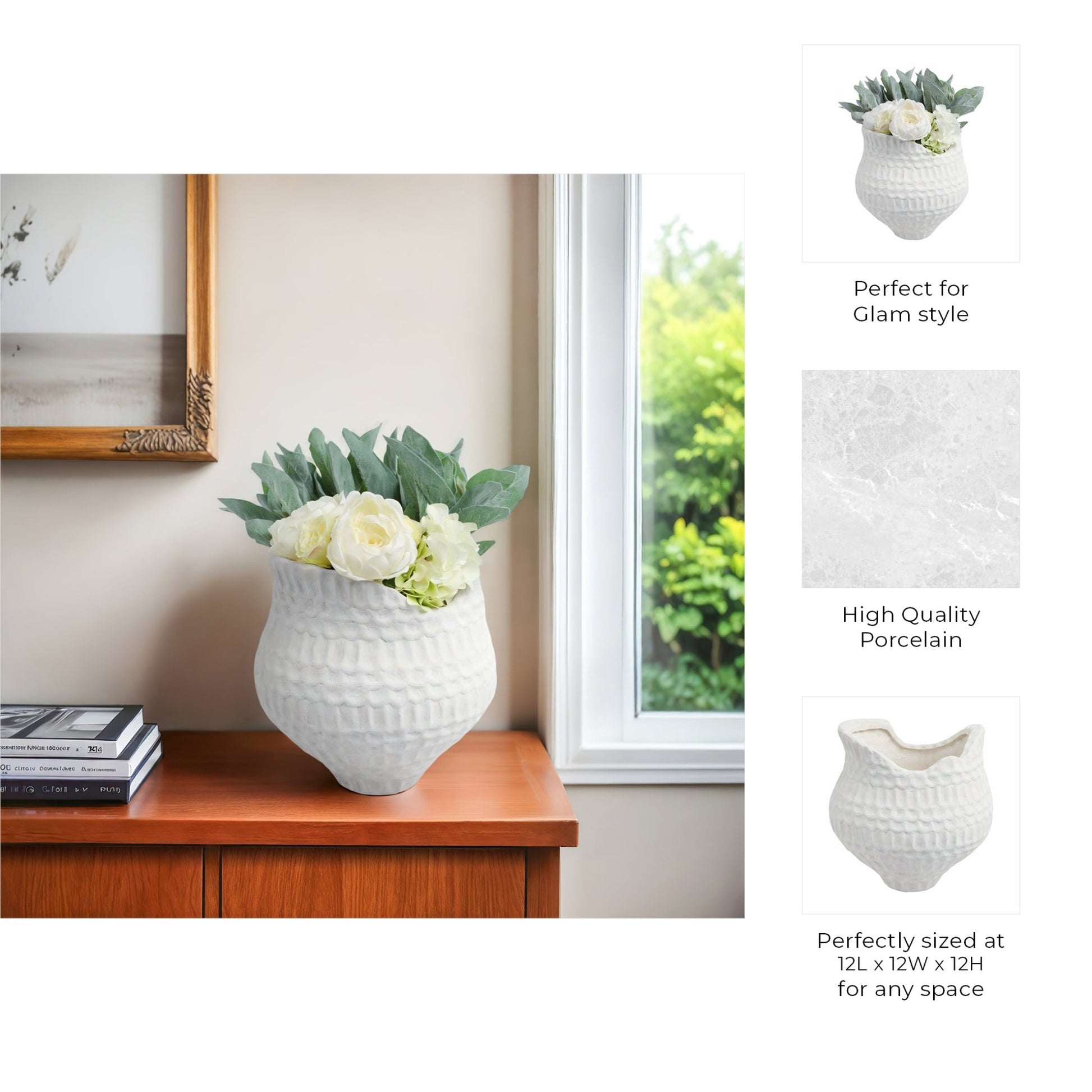 callan 3d Printed Porcelain Vase, Ivory Vases and Jars| Sagebrook Home