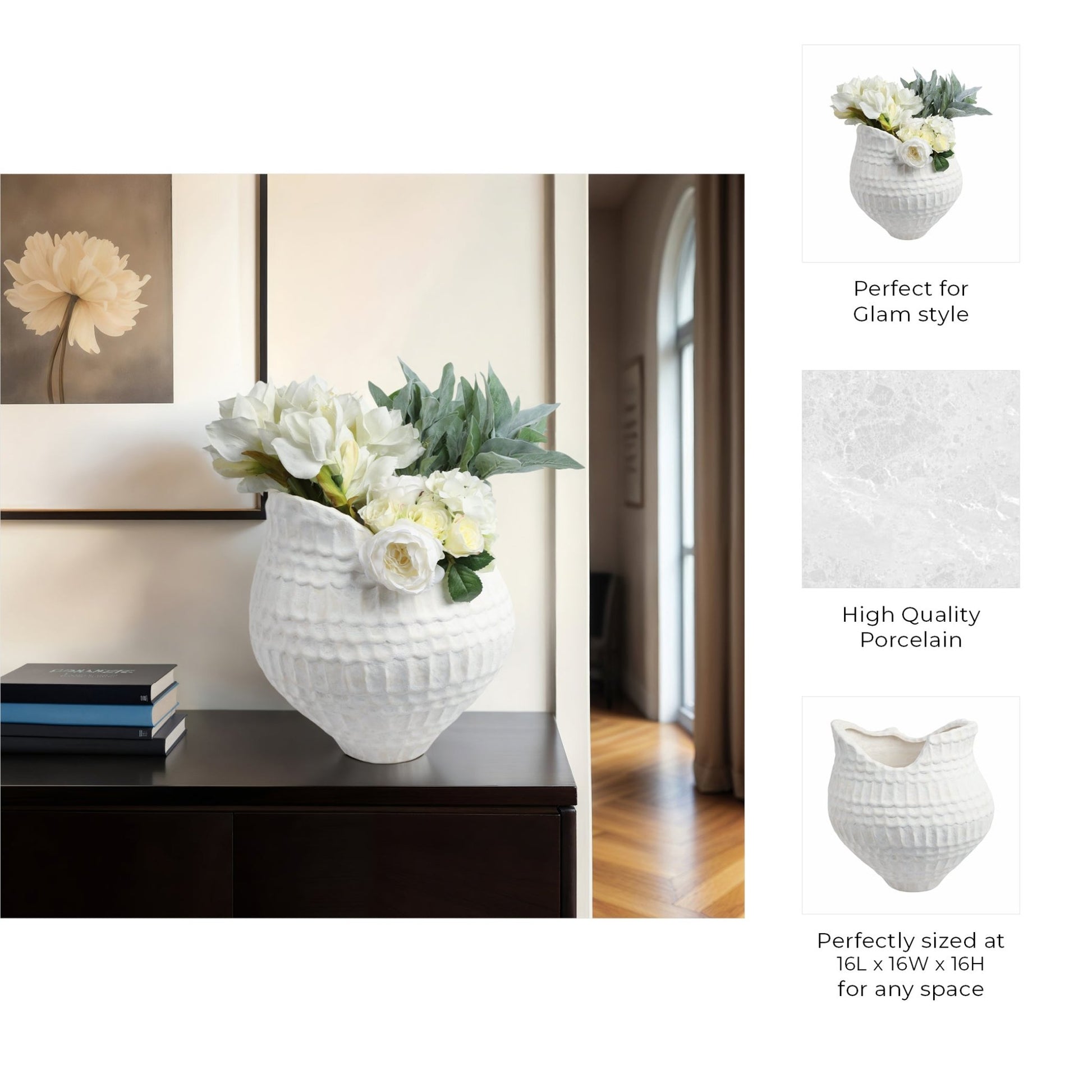 callan 3d Printed Porcelain Vase, Ivory Vases and Jars| Sagebrook Home