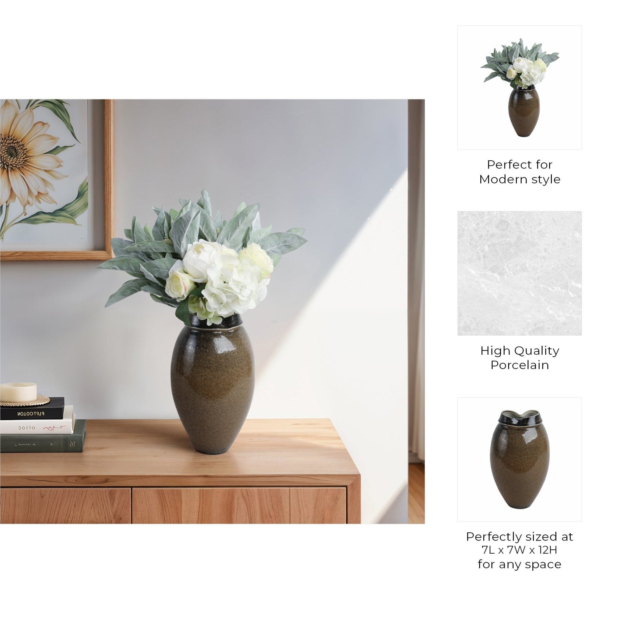 Callen Porcelain Vase, Brown Vases and Jars| Sagebrook Home