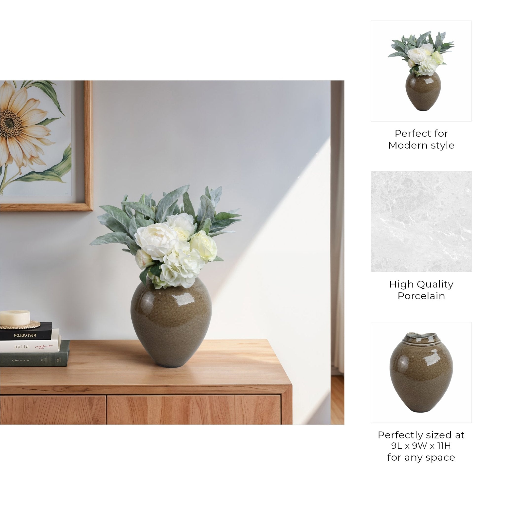 Callen Porcelain Vase, Brown Vases and Jars| Sagebrook Home