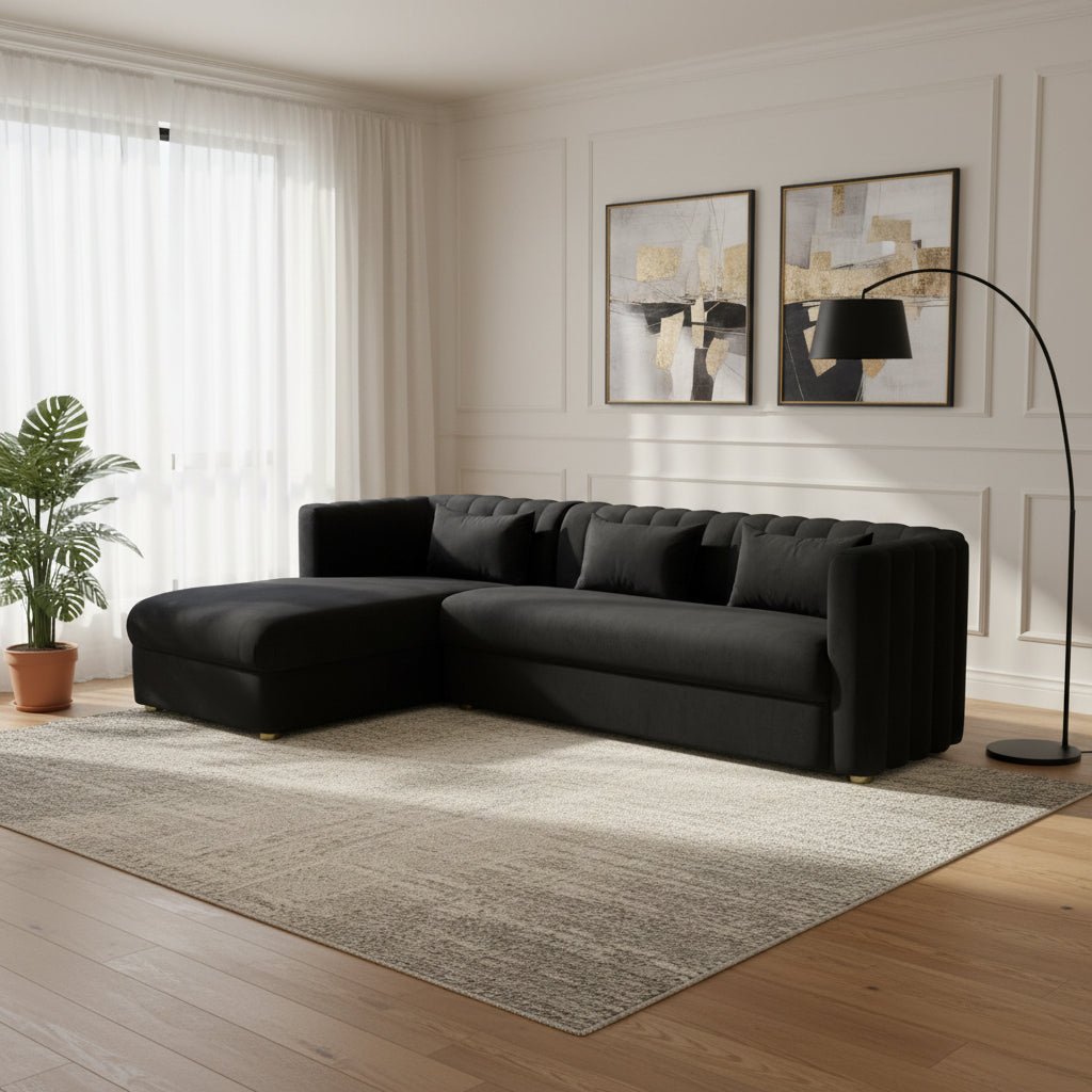 Callie Black Velvet Sectional - LAF Sectionals| TOV