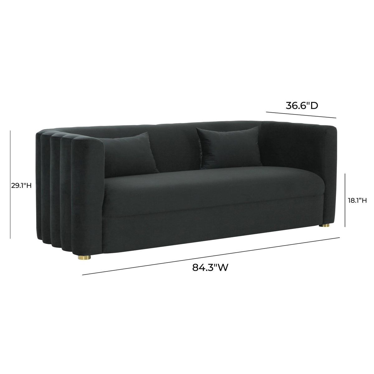 Callie Black Velvet Sofa Sofas & Loveseats| TOV