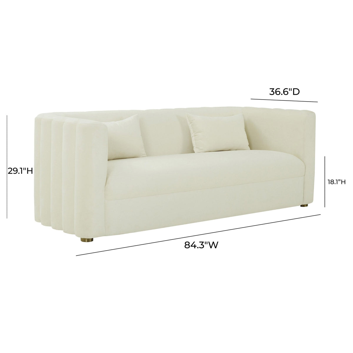 Callie Cream Velvet Sofa Sofas & Loveseats| TOV