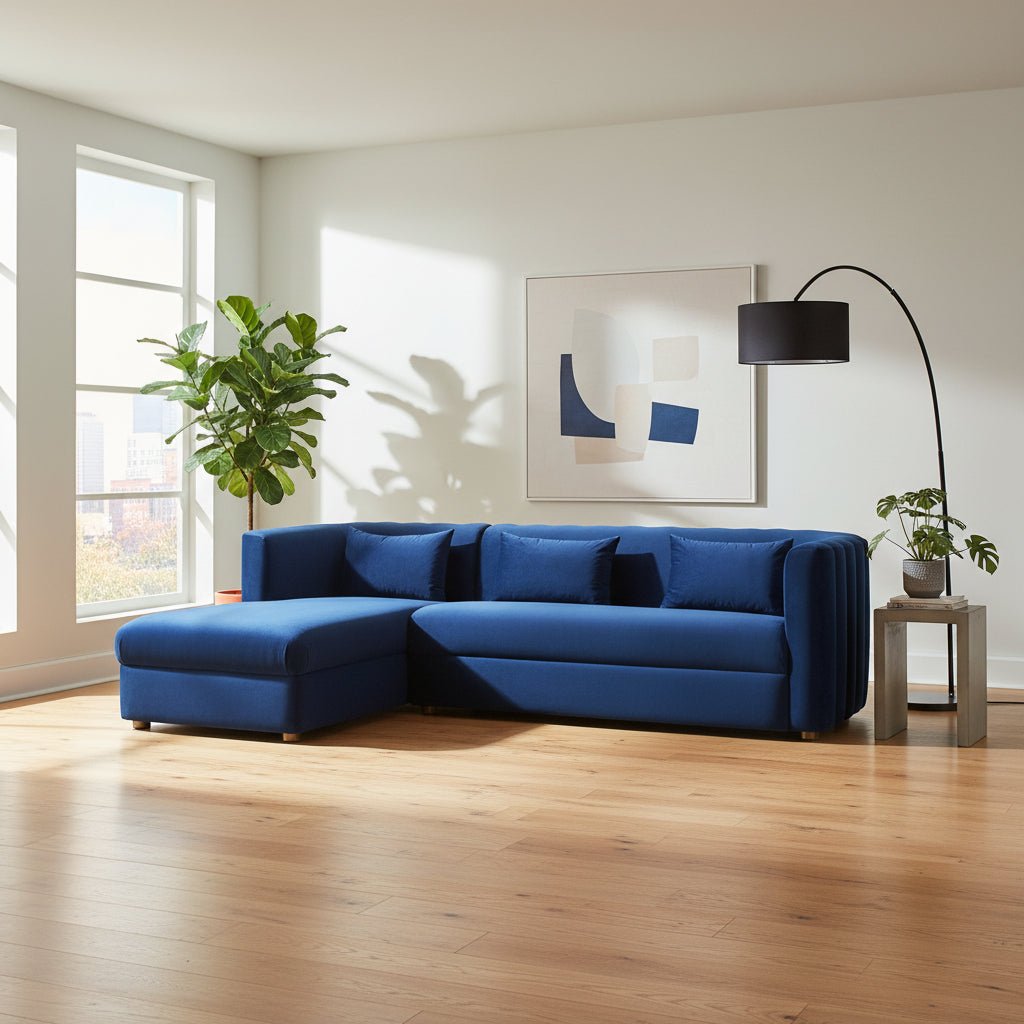 Callie Navy Velvet Sectional - LAF Sectionals| TOV