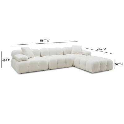 Calliope Cream Vegan Shearling 4 - piece Modular Sectional - Al Rugaib Furniture