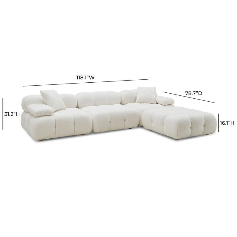 Calliope Cream Vegan Shearling 4 - piece Modular Sectional - Al Rugaib Furniture
