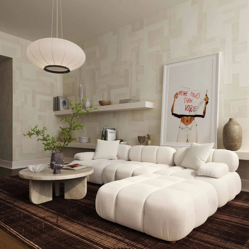 Calliope Cream Vegan Shearling 4 - piece Modular Sectional - Al Rugaib Furniture