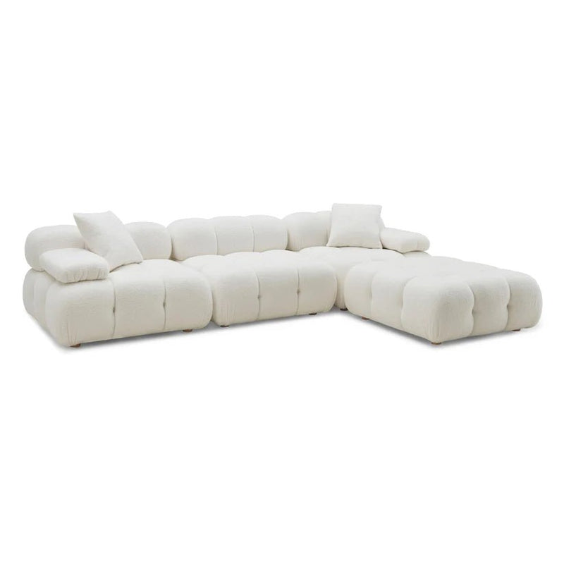 Calliope Cream Vegan Shearling 4 - piece Modular Sectional - Al Rugaib Furniture