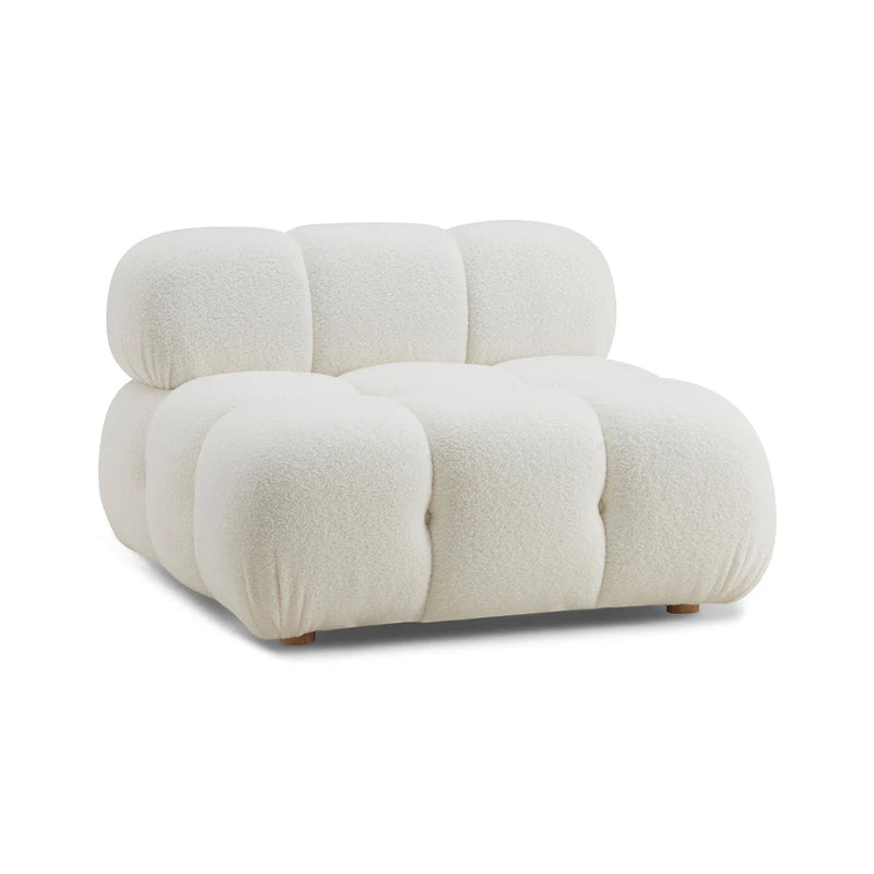 Calliope Cream Vegan Shearling Modular Armless Chair - Al Rugaib Furniture