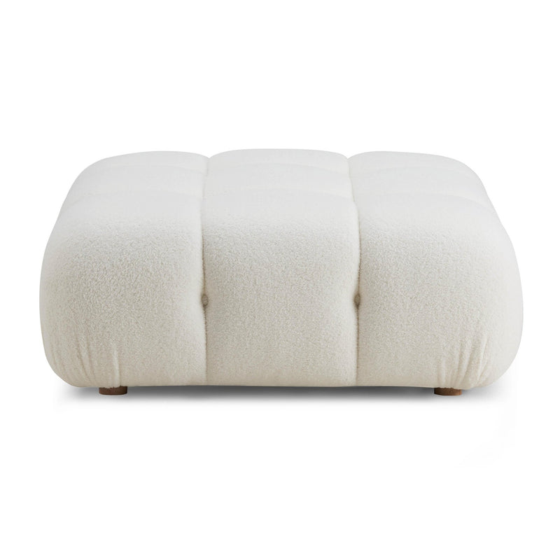 Calliope Cream Vegan Shearling Modular Ottoman - Al Rugaib Furniture
