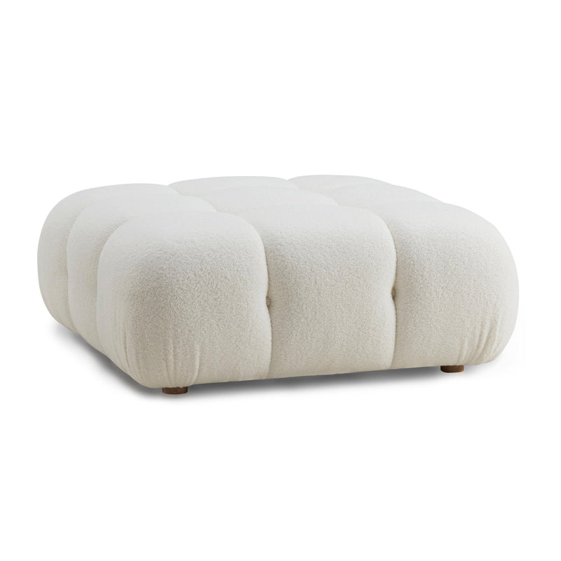 Calliope Cream Vegan Shearling Modular Ottoman - Al Rugaib Furniture