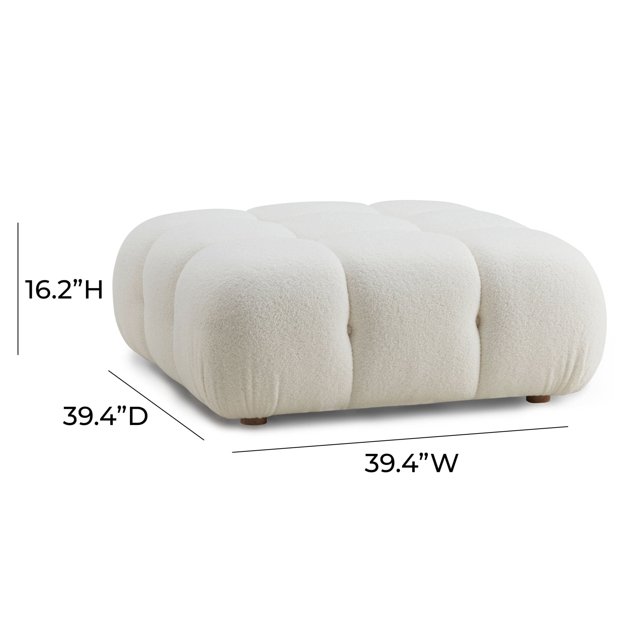 Calliope Cream Vegan Shearling Modular Ottoman Ottomans| TOV