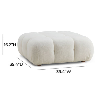 Calliope Cream Vegan Shearling Modular Ottoman - Al Rugaib Furniture