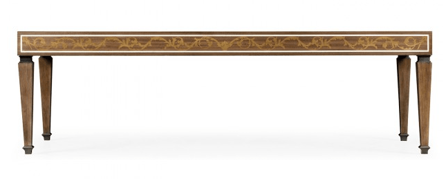 Cambridge Collection - Long Rectangular Tobacco Walnut & Marquetry Coffee Table Coffee Tables| Jonathan Charles