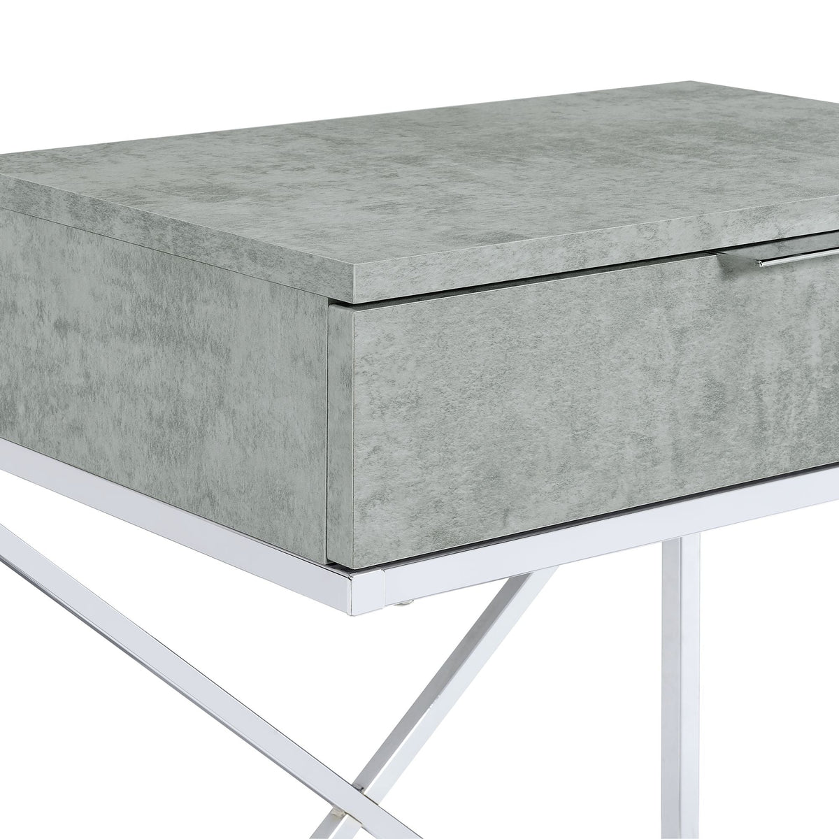 Camila Accent Nightstand with Cement Top in Chrome Nightstands| ROOTS FURNITURE