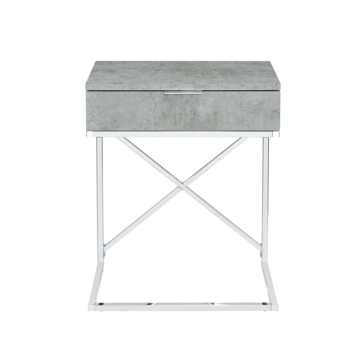 Camila Accent Nightstand with Cement Top in Chrome Nightstands| ROOTS FURNITURE